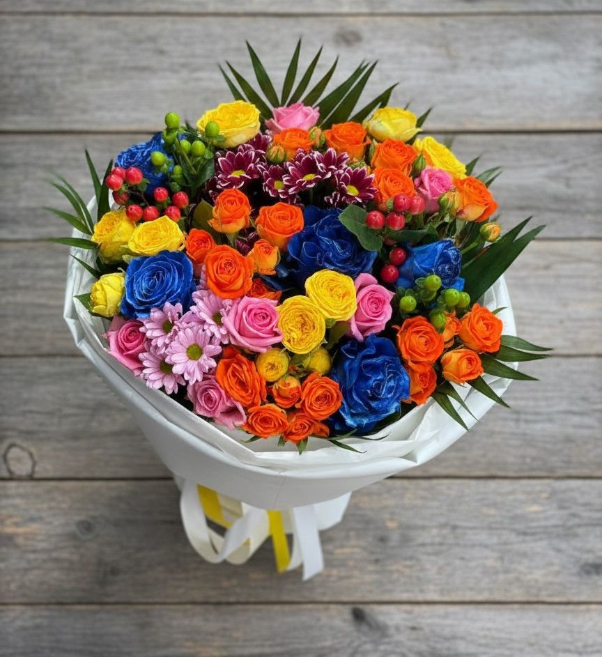 Букет цветов из: Розы и Хризантемы в Вешки