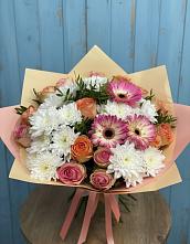 Букет цветов из:  Розы, Герберы и Хризантемы в Вешки