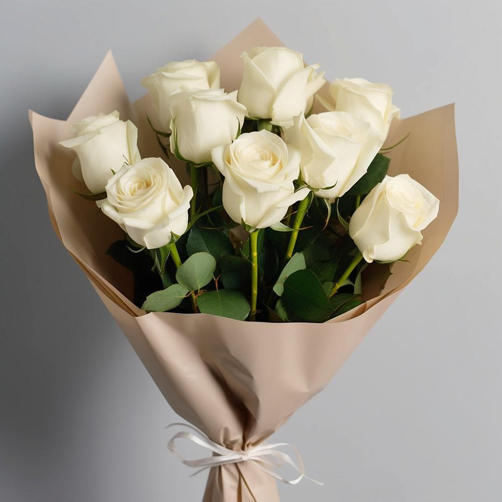 Букет 9 Белых роз Эдлесс Лав в Вешки