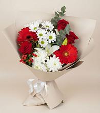Букет цветов из:  Розы, Хризантемы, Герберы и Лилии в Вешки