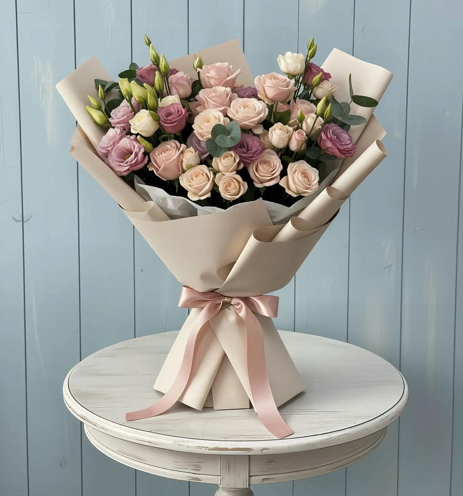 Букет цветов из: Розы и Лизиантусы в Вешки