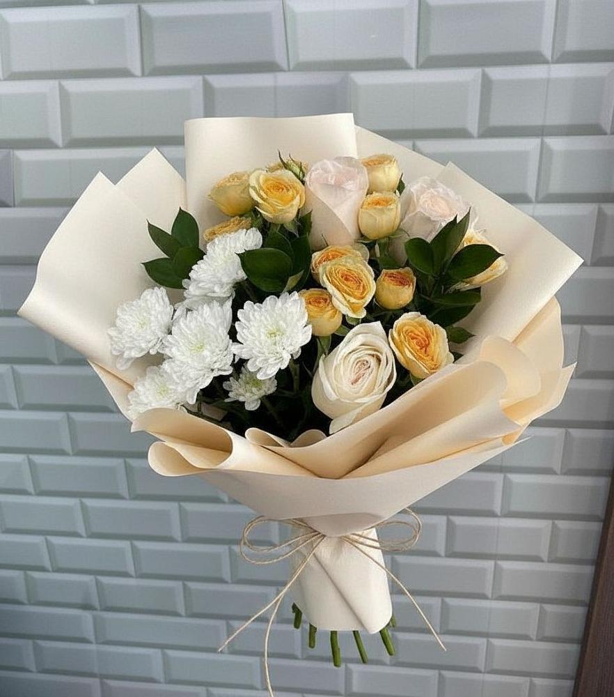 Букет цветов из: Розы и Хризантемы в Вешки