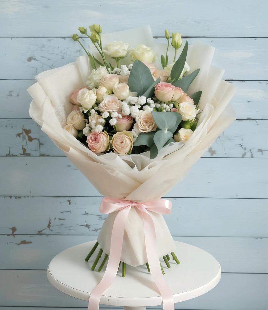 Букет цветов из: Розы и Лизиантусы в Вешки