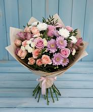 Букет цветов из:  Хризантемы, Розы и Альстромерии в Вешки