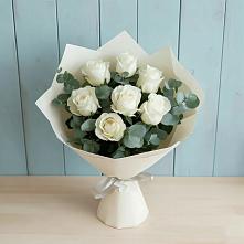 Букет Белые розы в Эвкалипте #REPLACE_PRED# Вешки
