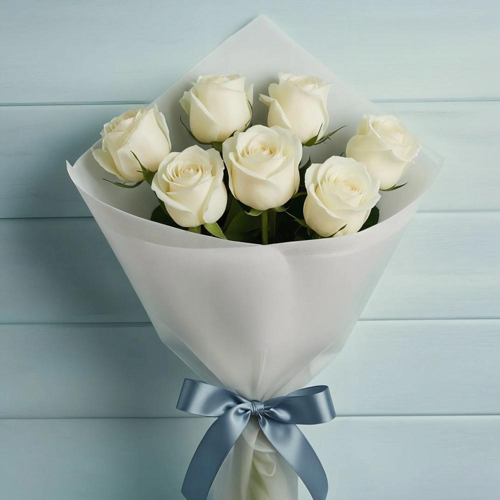Букет 7 Белых роз Эдлесс Лав в Вешки