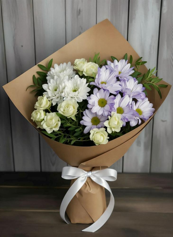 Букет цветов из: Хризантемы и Розы в Вешки